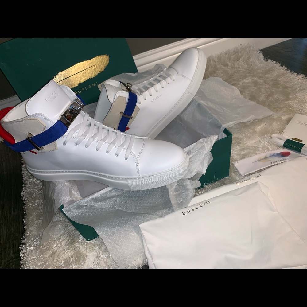 Buscemi men’s white red blue shoes